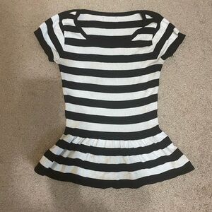 Express black‎ and white striped peplum top size small